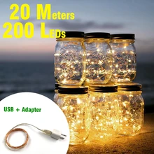 2 м 5 м 10 м 100 светодиодный струны с медным проводом, батареей/USB Рождественский Свадебный сад вечерние украшения светодиодный светящиеся гирлянды