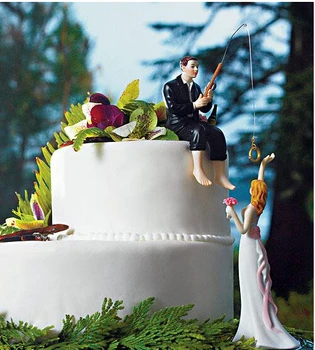 

Wedding favor and decoration--Free shipping "Hooked on Love" Resin Couple figures as Wedding Cake Toppers HT65