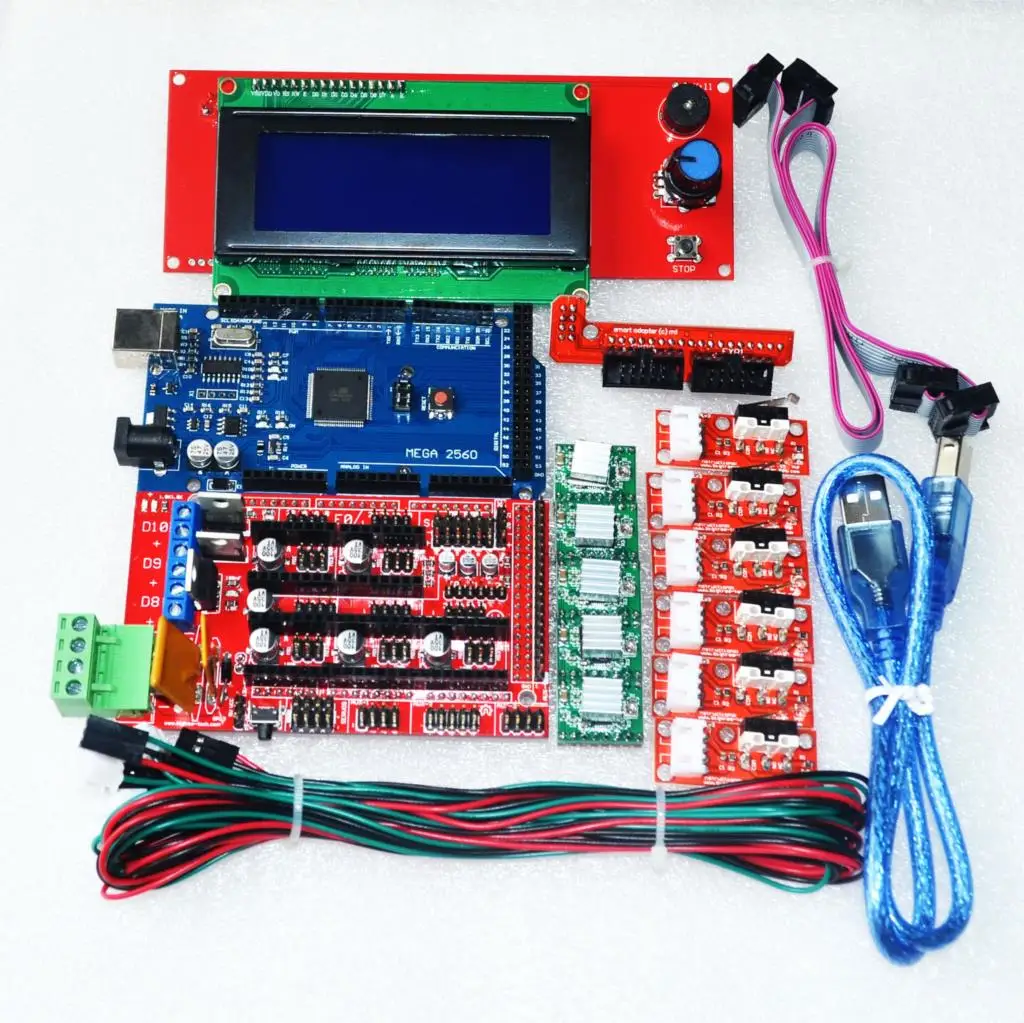 

CNC 3D Printer Kit for Arduino Mega 2560 R3 + RAMPS 1.4 Controller + LCD 2004 + 6x Limit Switch Endstop + 5 A4988 Stepper Driver