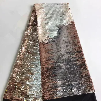 

5Yards Latest African Lace Fabric With Sequins Nigerian Lace Fabrics Hot Selling French Mesh Lace Fabric For WeddingHX1500-1