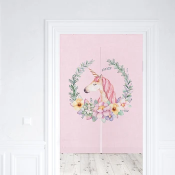 

Mattys Girl heart Unicorn cotton and linen curtain curtain hangs original design and screens.