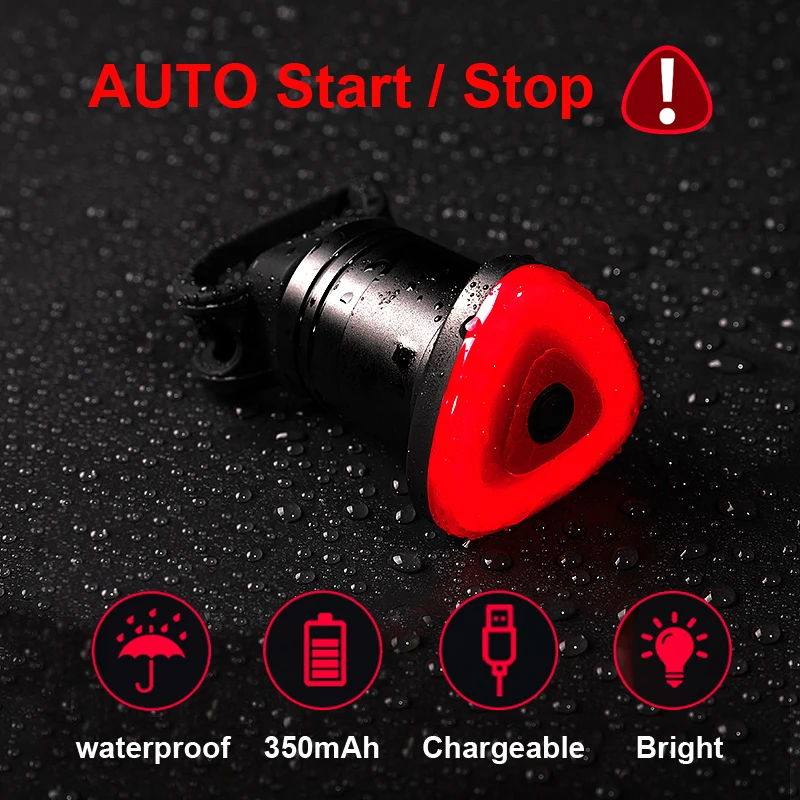 

2019 New Smart Cycle Rear Lamp Brake Light Bicycle Auto/Manual Control 48Hrs Work Time Alloy Housing USB Charge Bike Flashlight