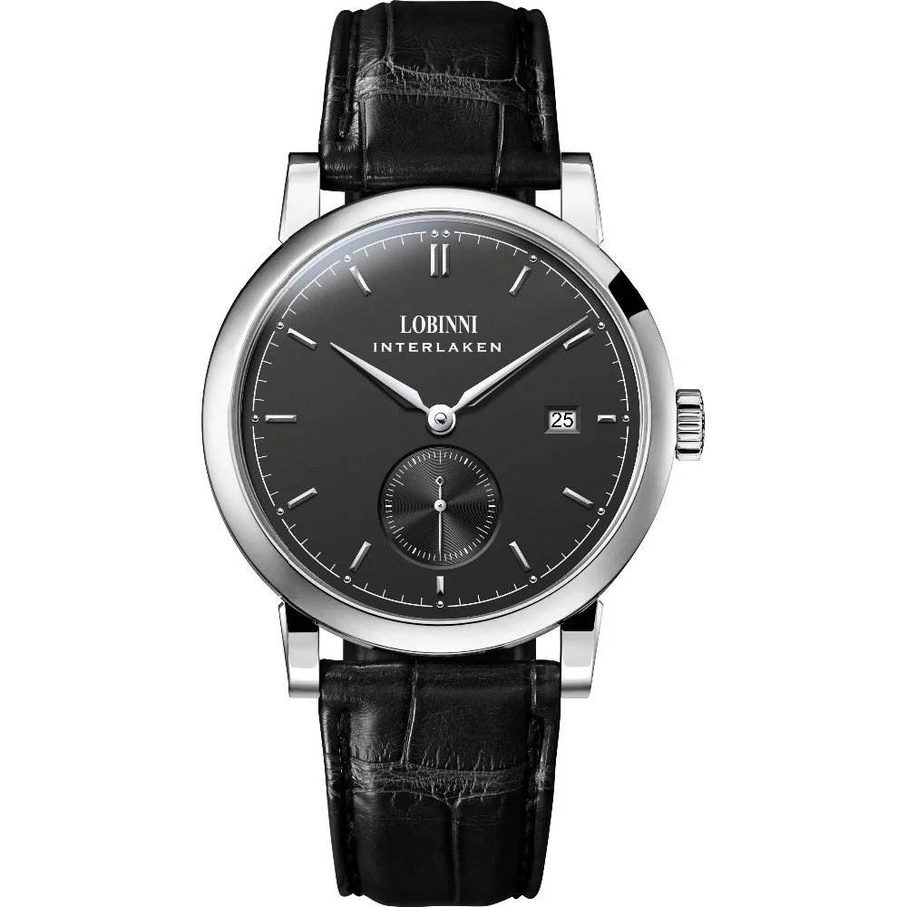 

LOBINNI Mens Business 50M Waterproof Leather Strap Simple Style Dress Automatic Self-wind Mechanical Wrist Watch