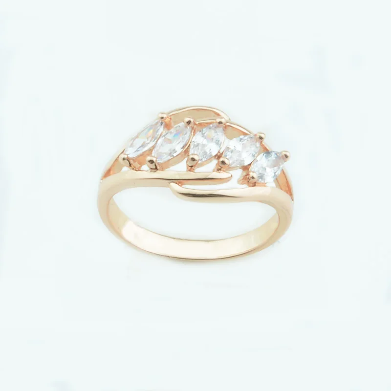 FJ 11 мм в ширину женские кольца 585 цвета розового золота белый камень, стекло кольца ювелирные изделия Размер 78910