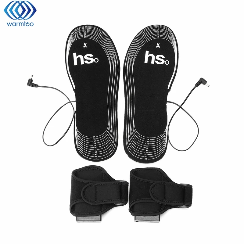 Baratos Carbono Fibra negro calefacción eléctrica zapato Plantillas compartimiento de la batería calefacción plantilla Secadoras de calzado 4.5 V fuente de alimentación