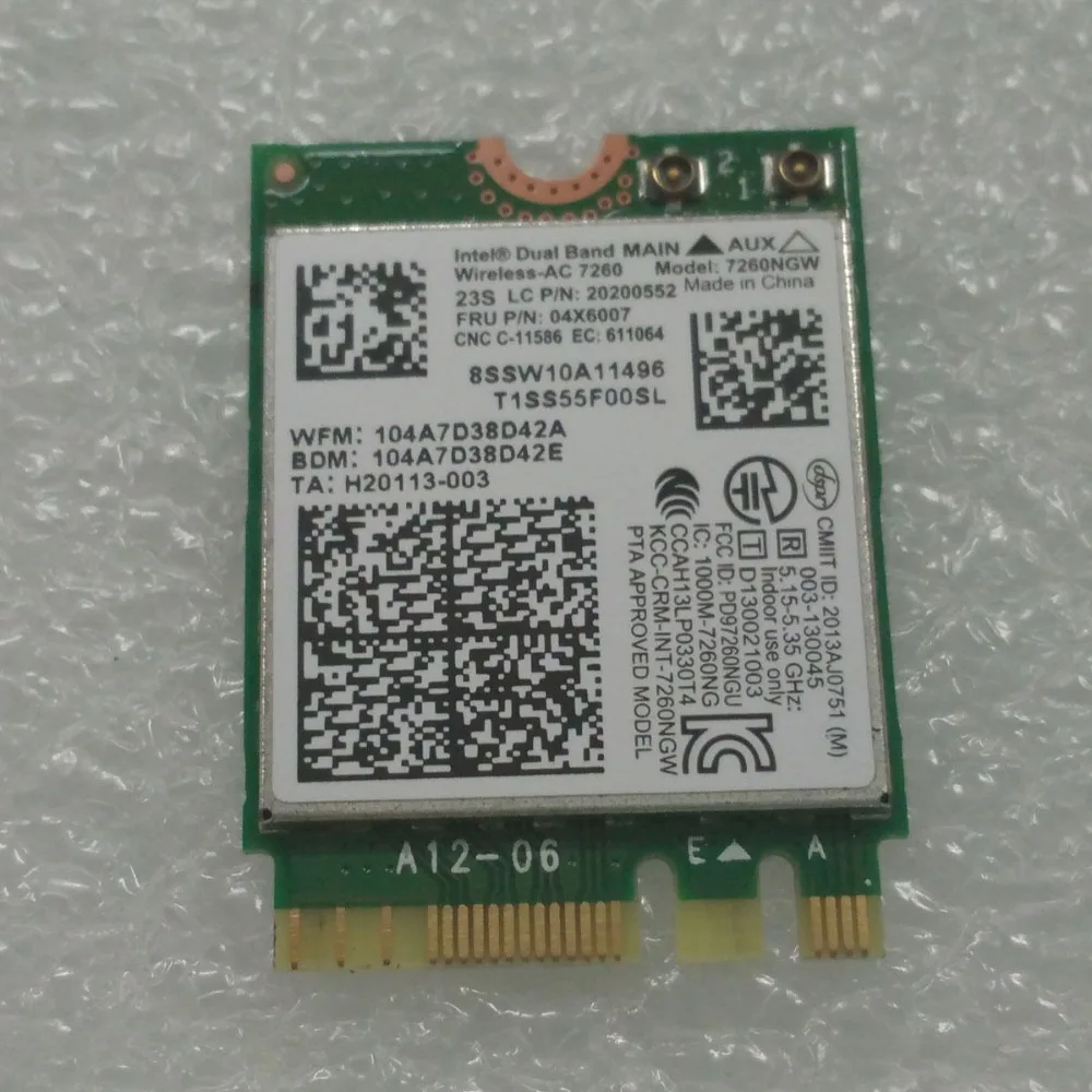 Карта беспроводного адаптера для Intel 7260NGW ac 7260ac 2 4/5G BT4.0 04X6007 Thinkpad lenovo X250 x240 x240s x230s t440