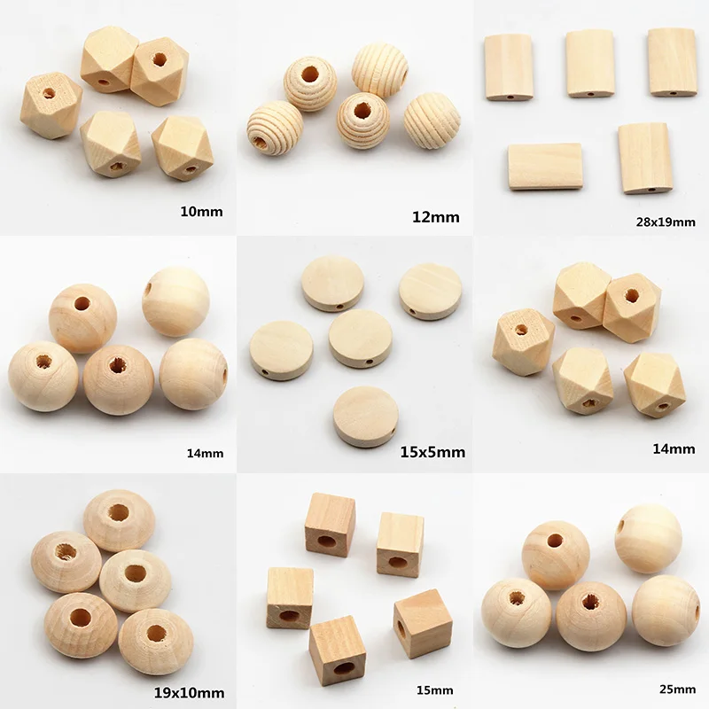 

45Pcs/Lot DIY 9 Style Mixed Lead-free Natural Wood Beads Fit Handmade Jewelry Accessories
