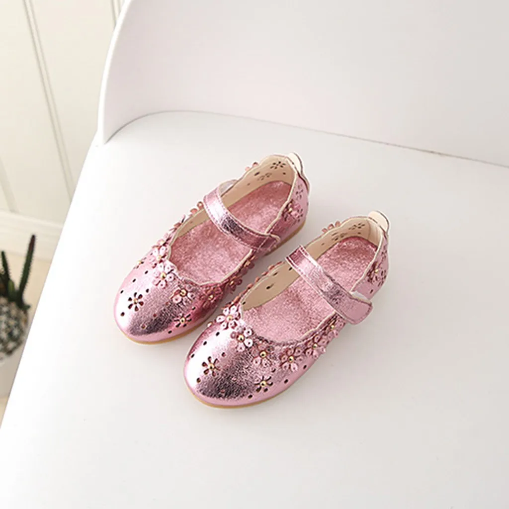 Детская повседневная обувь принцессы с цветочным принтом для маленьких девочек