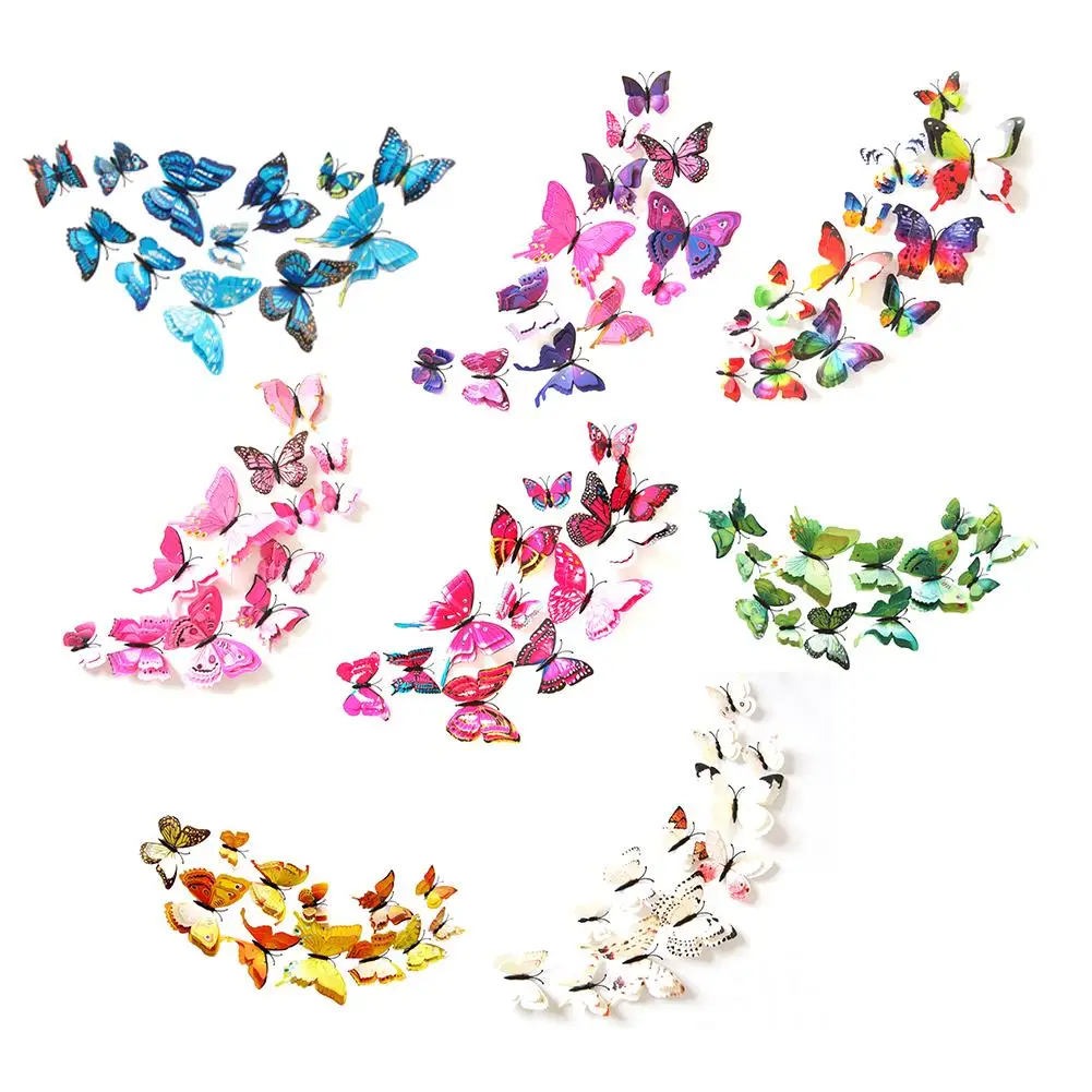 

12 pcs/lot Magnetic 3D Butterfly Wall Sticker Art Decal Wall Stickers Home Decor Rooms Adhesive to Wall Decoration De Parede
