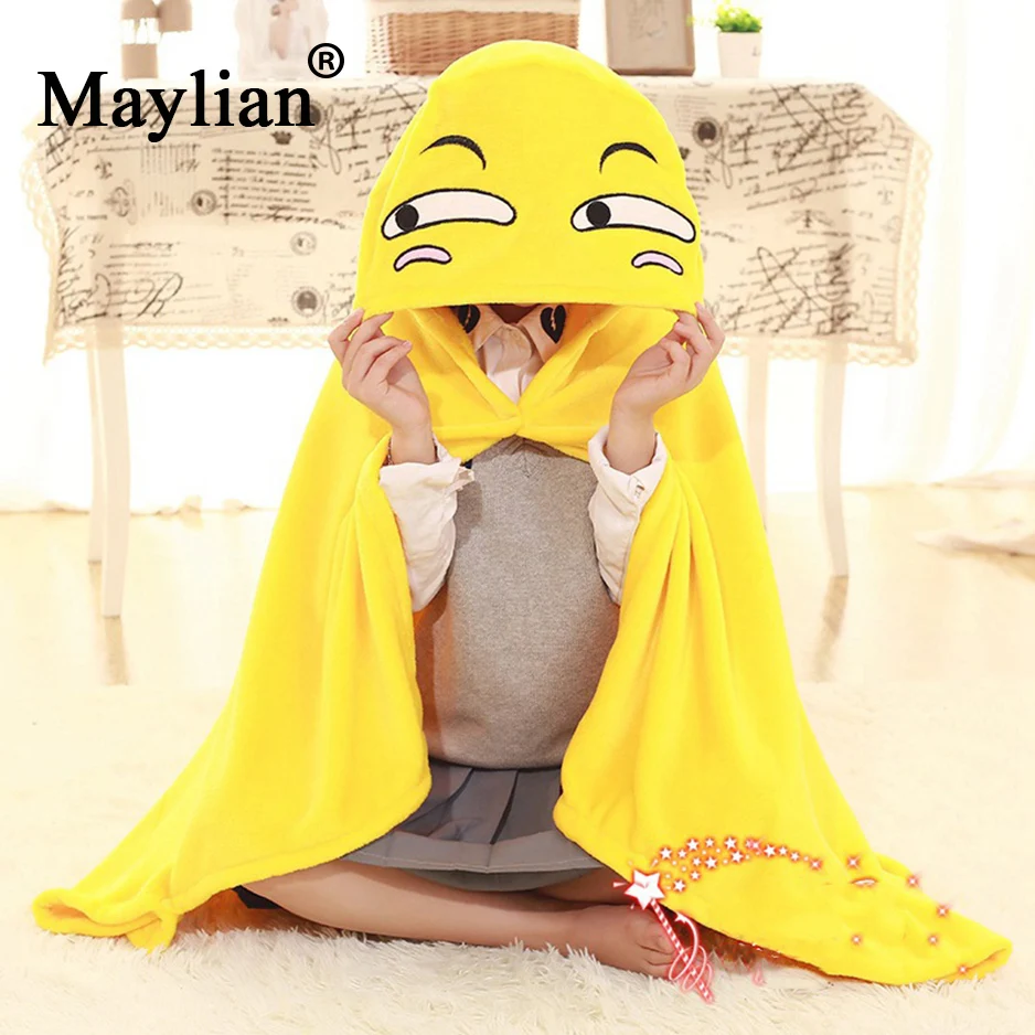 Funny expression Hooded Blanket Fleece Wearable Throw Blanket