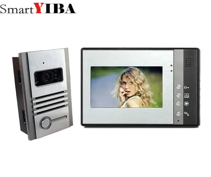 

SmartYIBA Wired 7" Inch LCD Color Screen Monitor Video Door Phone Doorbell Home Entry Intercom System Hand-free