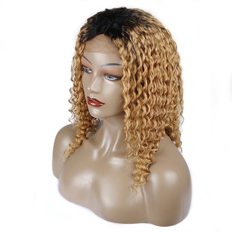 1B 27 Deep Wave Honey Blonde Lace Front Wig Peruvian Lace Front Ombre Human Hair Wig Black Women Thick Remy Hair 150 Density Wig (3)