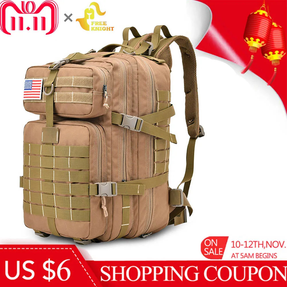 

Free Knight 45L Military Tactical Backpack Assault Pack Army Bag Molle Trekking Travel Bag Water Resistant Camping Hiking Bag