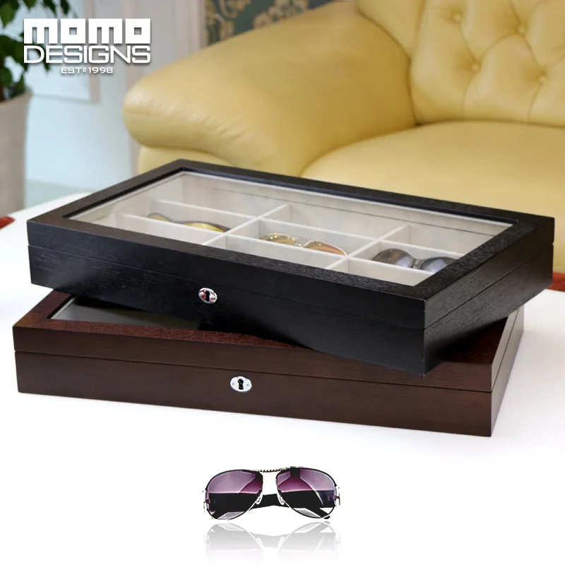 LUXURY 12 Sunglasses wooden box with window Women glasses storage box