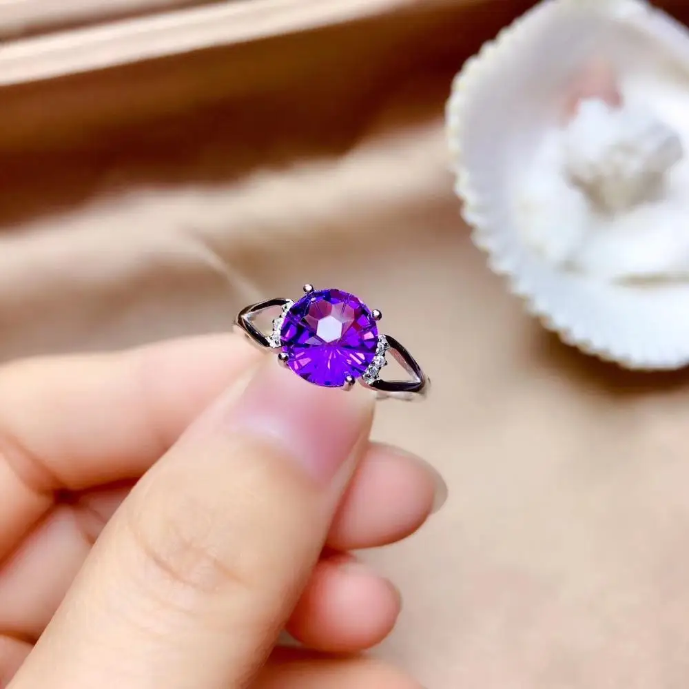 natural purple color amthhyst gemstone ring for women jewelry real 925 silver round natural gem girl birthday gift birthstone natural purple color amthhyst gemstone ring for women jewelry real 925 silver round natural gem girl birthday gift birthstone