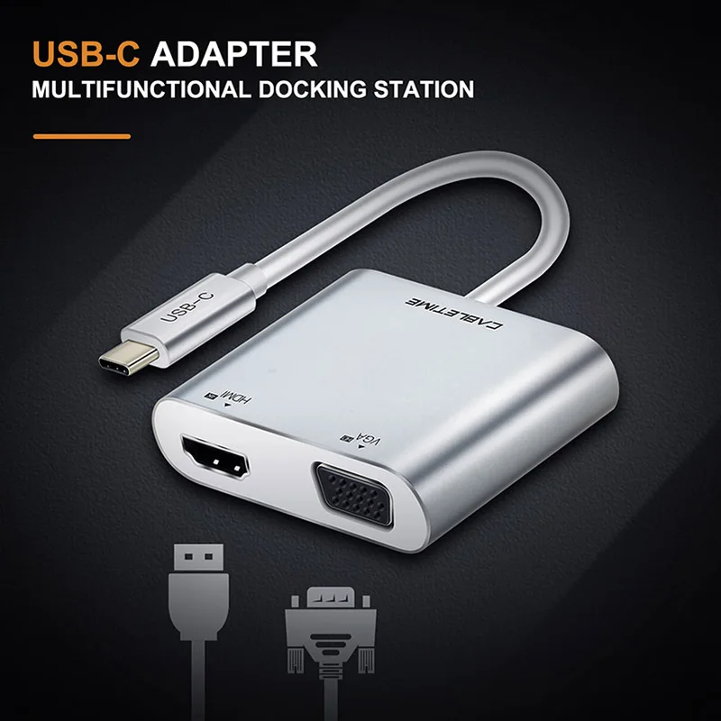 Cabletime USB C HDMI VGA адаптер типа к 4K конвертер 3 1 для Samsung Galaxy S9/S8/Note 9 Huawei Mate N129|Кабели VGA| |