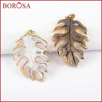 

BOROSA 10PCS Tree Shape Rainbow Shell Charms for Jewelry Making Natural Shell Charm Pendant for Earrings G1601