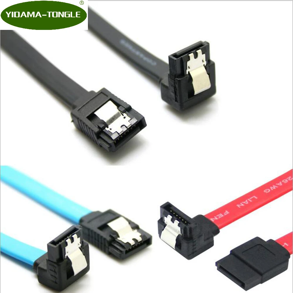 Super Speed 30CM 50CM Straight 90 Degree Angle 3.0 6GB/s SATA Cable Blue Red Black sataIII cables for SSD HD HDD