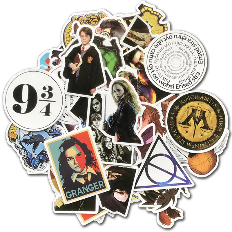 AQK 50 قطعة الكرتون لطيف هاري بوتر ملصقات الفينيل للماء الكتابة على الجدران الفيلم ملصق قنبلة لوح التزلج الأمتعة محمول للأطفال لعبة