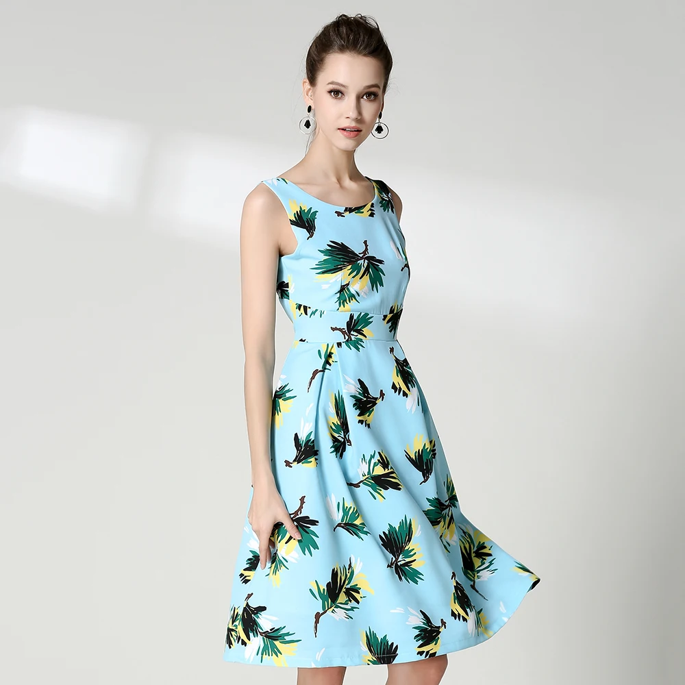 Brief Women Summer Tank Dresses Fashion Floral Print High Waist Vestido ...