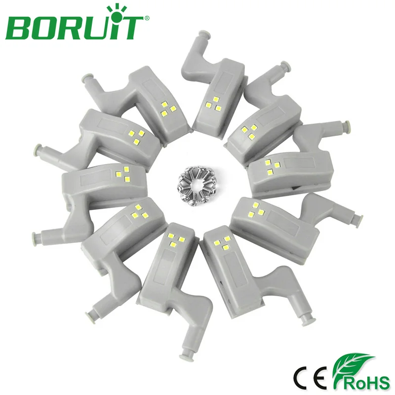 BORUiT 10 قطعة الاستشعار مجلس الوزراء المفصلي مصباح ليد المطبخ غرفة نوم اللاسلكية التعريفي خزانة مصباح الخزانة LED ليلة ضوء مصباح