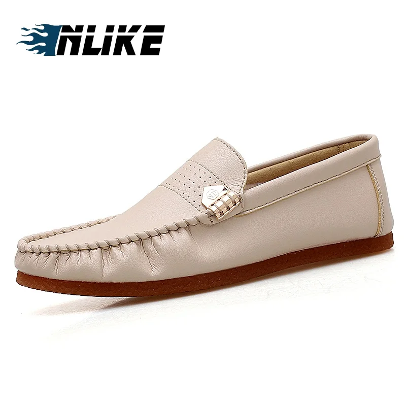 Купить INLIKE Men Leather Flats Loafers Shoes Solid Color Breathable Non-slip Slip-on Soft Buttom Doug  Обувь | Повседневная обувь (32992788298)