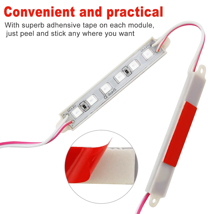 SMD 5054 LED Module Light 6LEDs DC12V Waterproof Advertisement Sign Backlight LED Modules Strip Lights Tape Lamp ( Red ) (168)