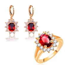 Yunkingdom Модные наборы свадебных ювелирных изделий в виде цветка, Россия, женские серьги из розового золота, комплекты колец LPG10