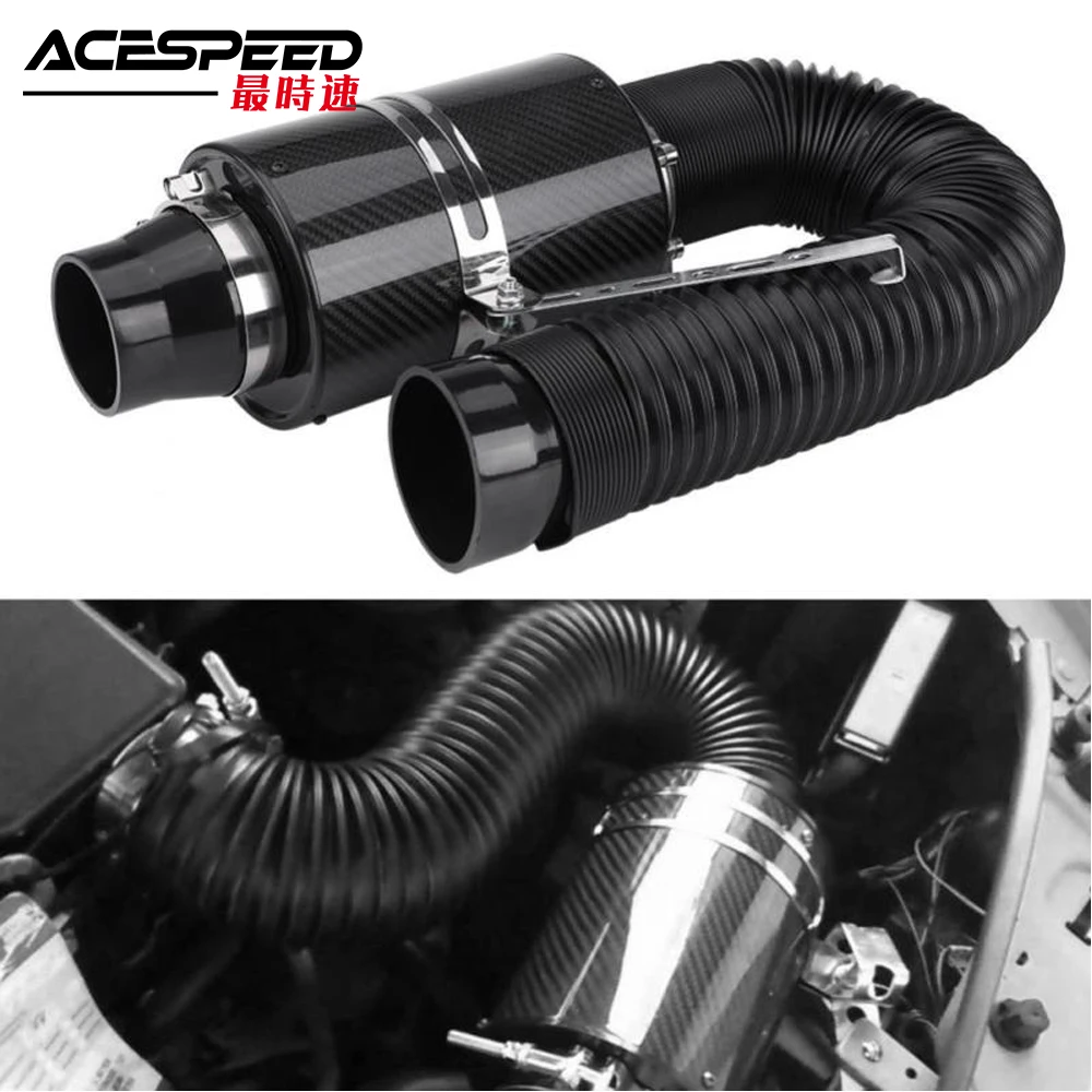 

Universal Car Carbon Air Filter Air Fibre Intake System Cold Feed Induction Kit Intake Pipe
