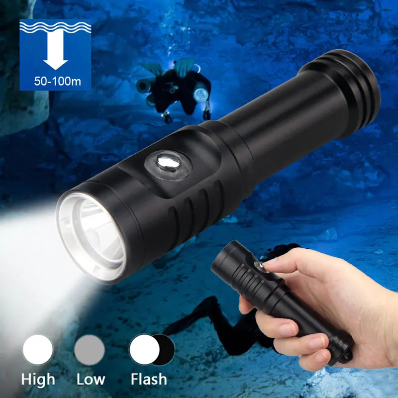 

Professional Diving Flashlight 3 Mode L2 Dive Lantern High-quality White Light Underwater 50-100m Torch Light Lamp For Diving