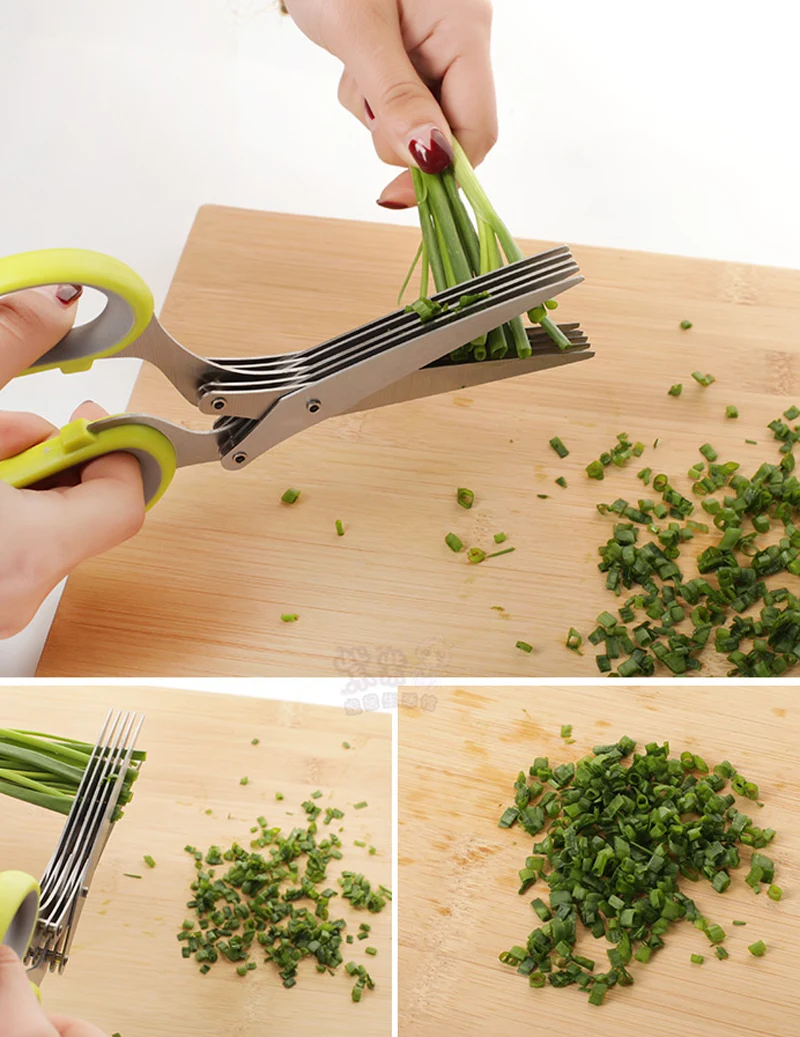 

19cm Minced 5 Layers Spices Cook Basil scissor Shredded Rosemary Scallion Cutter Herb Kitchen Chopped Laver tool cut