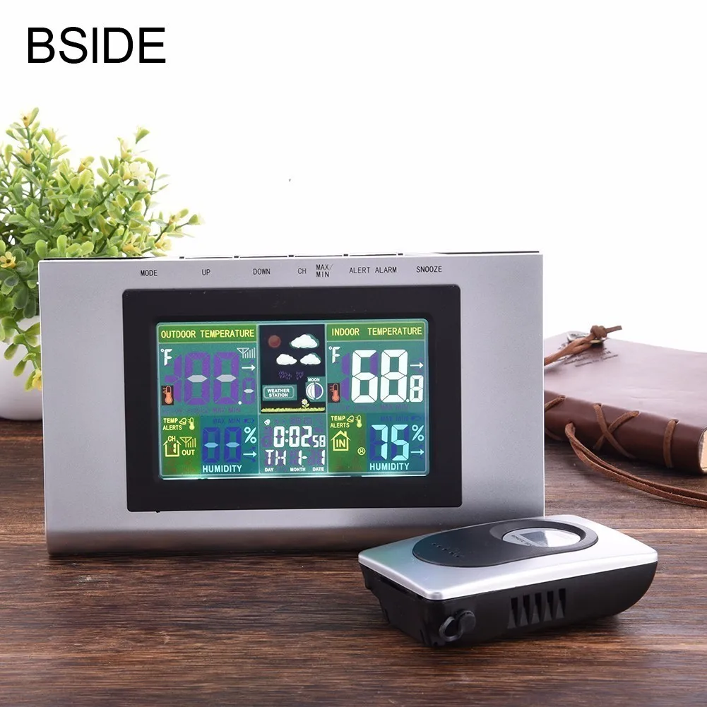 

Home Wireless Weather Station With Forecast Temperature Humidity EU Plug Alarm and Snooze Thermometer Hygrometer Clock