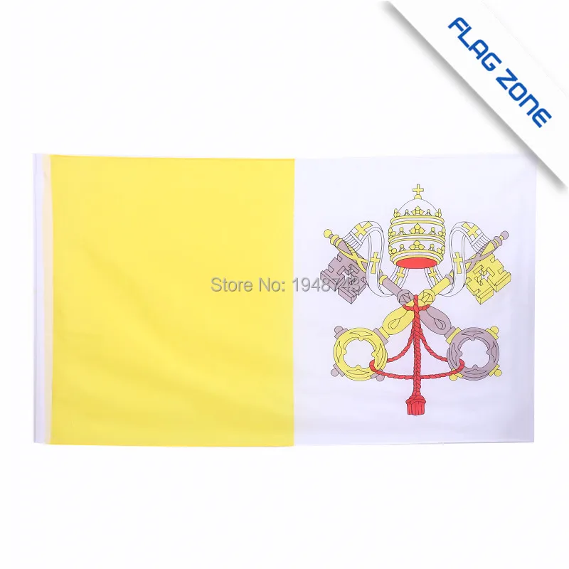 

2016 The Vatican Flag Polyester Flag 5*3 FT 150*90 CM Christian flag belief High Quality