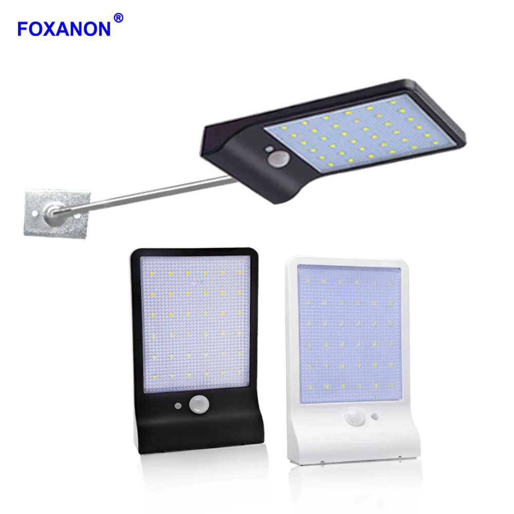 

Foxanon LED Solar Powered Light Waterproof Solar Garden Light Outdoor PIR Motion Sensor Solar Lamp for Street Yard Wall Light