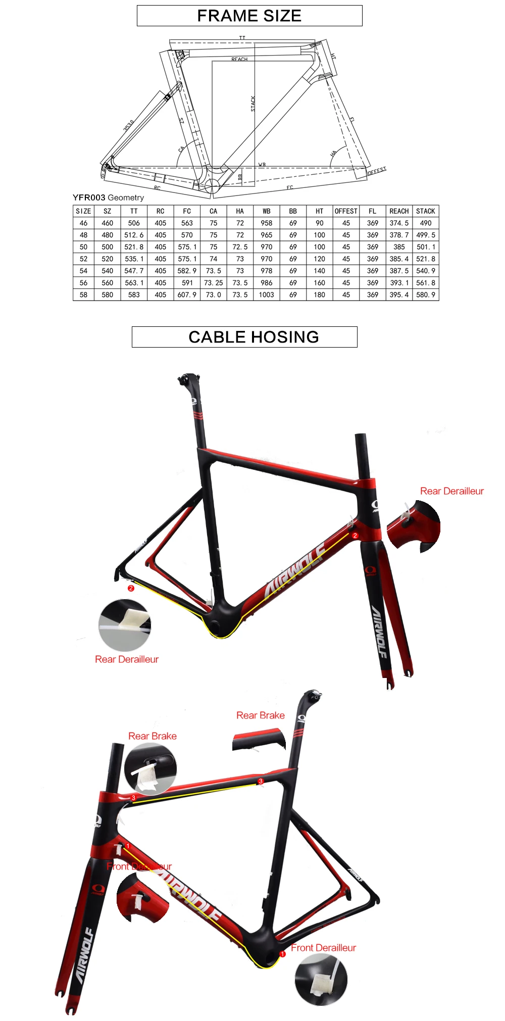 Excellent Airwolf Superlight Carbon road frame full Toray T1000 bicicleta carbon frame with fork/seatpost/headsets carbon bike frame 20