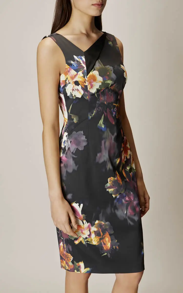 

Flower Print Women Sheath Dress V-Neck Casual Dresses 109A712B1