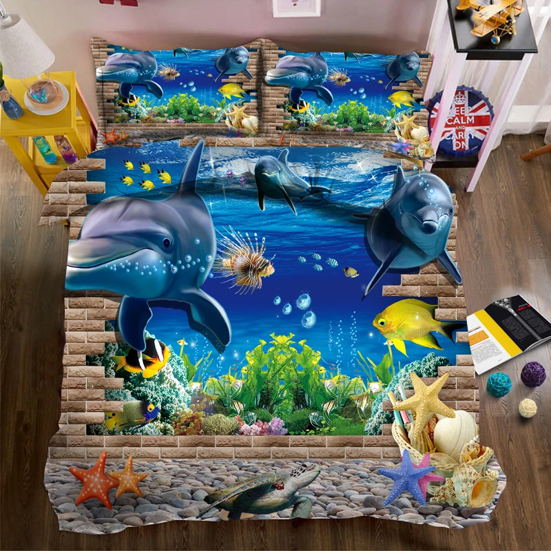 

The underwater world 3d effect photo bed linen can be customized photo pattern