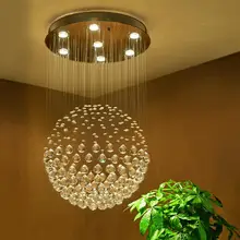 EMS светодиодный шар хрустальные подвесные светильники гостиная лампа для ресторана сферическая хрустальная лампа подвесной светильник для спальни