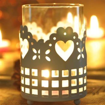 

Glass Candle Holder Metal Flower Designs White Wedding Decoration Tealight Candle Holders Candelabra Bougeoir Chandelier 50KO297