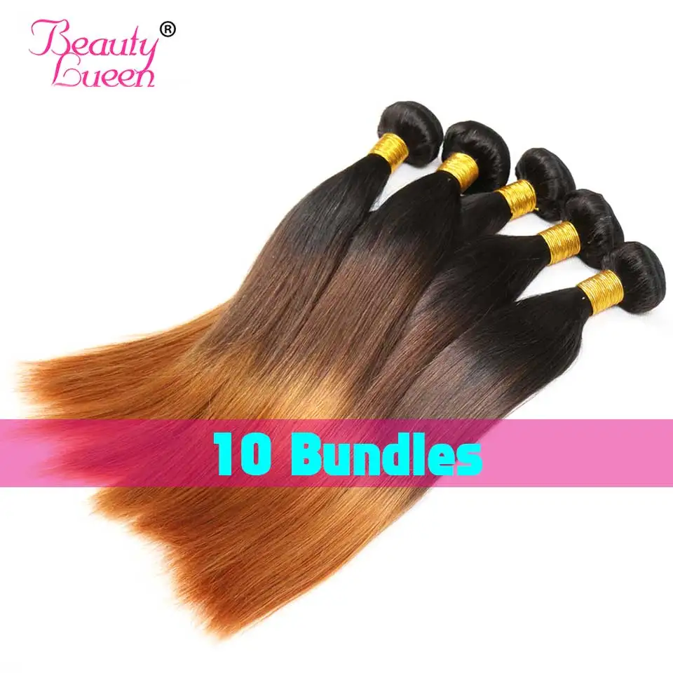Brazilian blond straight ombre hair bundles t1b427(38) remy ombre human hair extensons 10bundles wholesale price ombre blonde 