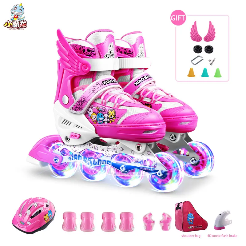 

Toy Sports Professional Roller Skates Kids Inline Speed Skates 4 Wheels Roller Skating Shoes for Boys and Girls with Gym Bag