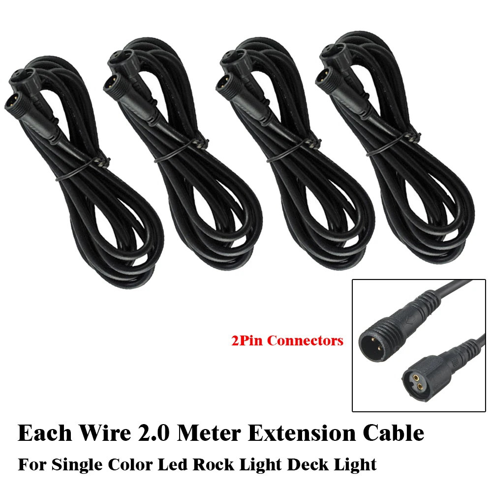 4x 6.56FT 2pin IP68 Extension Cable Wire Waterproof Male Female Connectors For Single Color LED