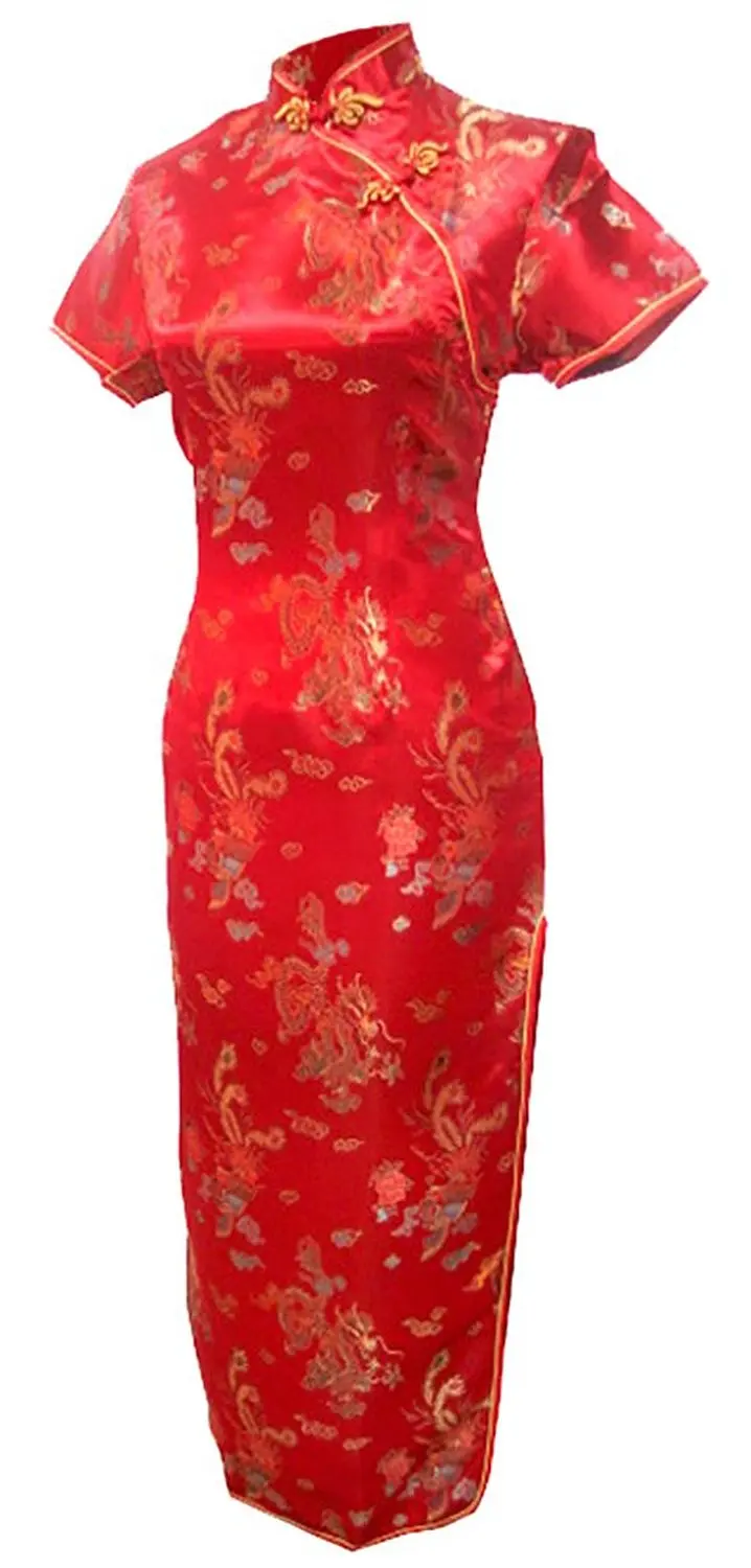 Shanghai Story Mandarin Collar Qipao Chinese Dress Phoenix Dragon Pattern Cheongsam Traditional Clothing Oriental Dress