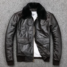 Теплая Повседневная мужская куртка из натуральной кожи, зимняя куртка A2 Bomber pilot. Шуба из овчины размера плюс