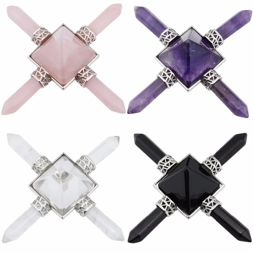 

SUNYIK Natural Gem Stone 4 Point Crystal Pyramid Energy Generator,Reiki Chakra Healing Crytal Spiritual