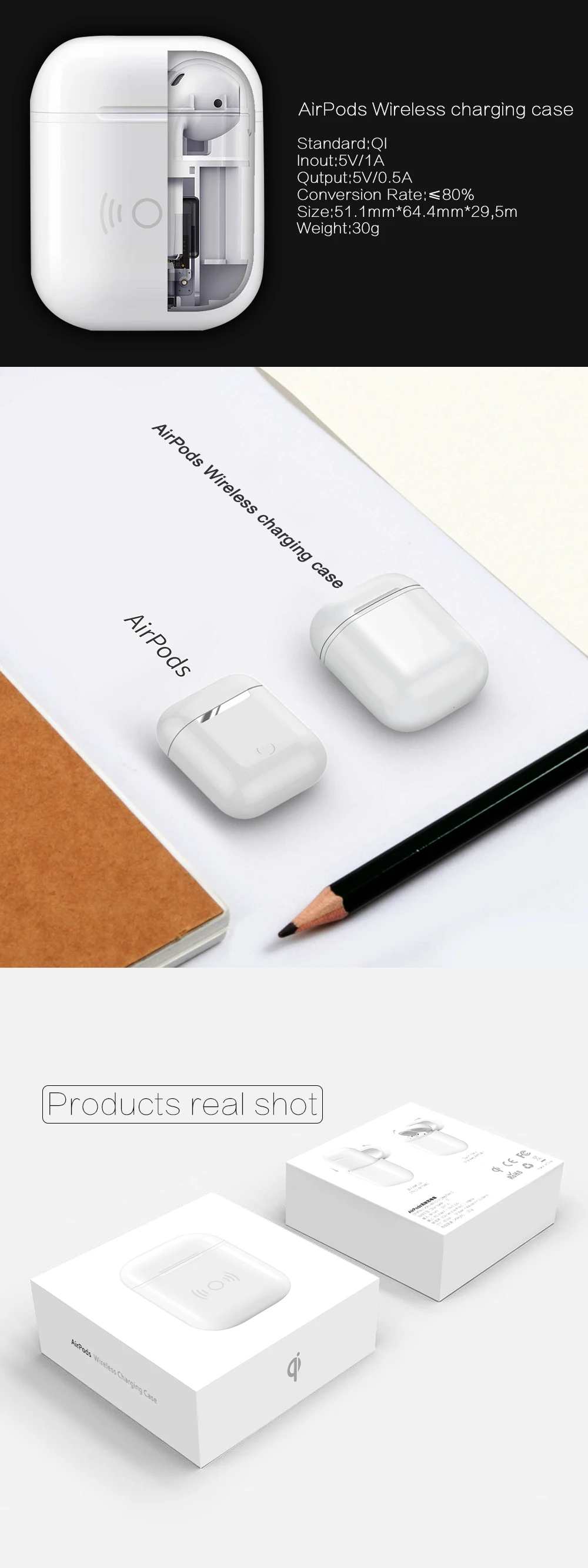 Portefeuille Protect Charg Case For AirPods Case Wireless Charging Case for Apple AirPods Air Pods Earphone Charging Accessories (3)
