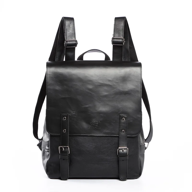 Mochila de cuero de marca de tres cajas para hombres, Mochila escolar, Mochila de moda para ordenador portátil, mochilas de viaje Vintage para Colegio, Mochila masculina