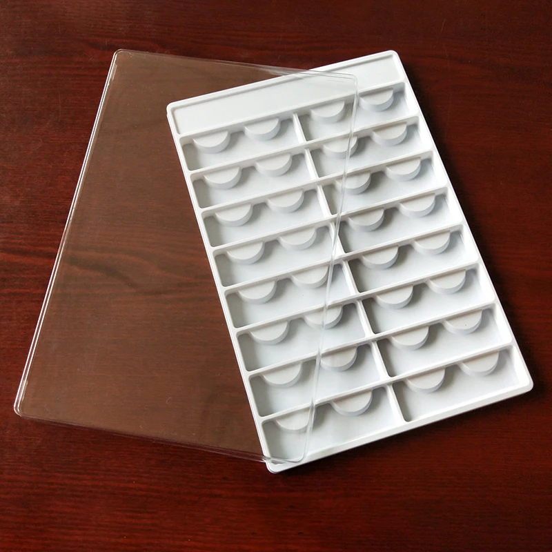 

30 Sets Mink Lashes Packing Boxes Eyelashes Packing Box Eyelashes Packaging Transparent Lid White Trays Eye Lash Tray Clear Box
