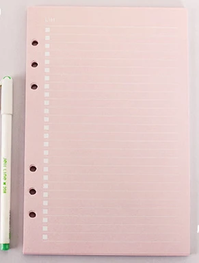 A5 a6 Dookibook Filofax цветные спиральные бумажные заправки 40 листов Сиреневый/розовый/желтый/Мятный - Цвет: Pink TO DO