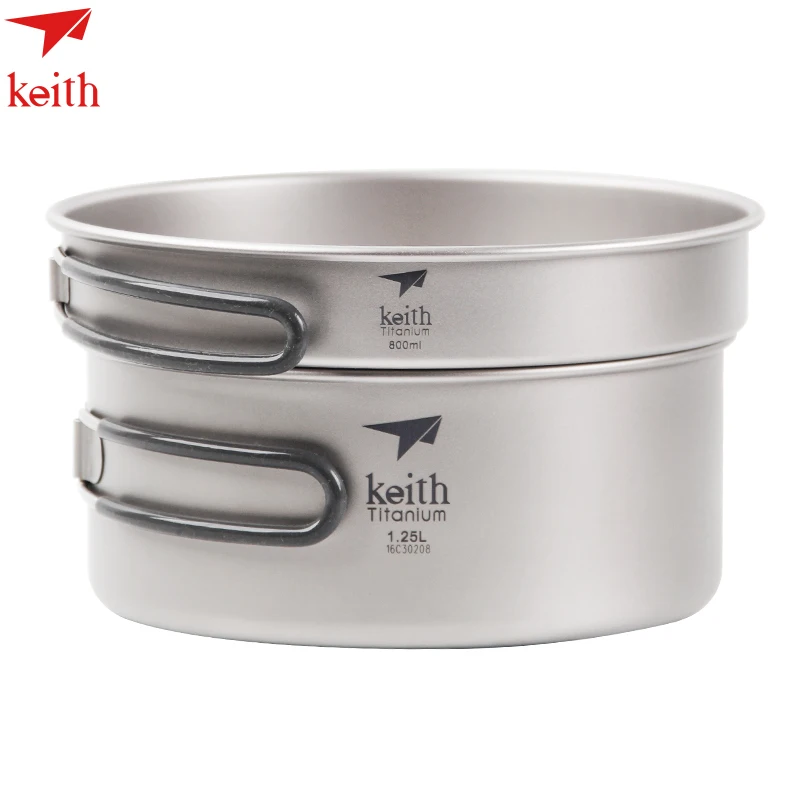 

Keith Kitchen 1.25L Frying Pan 800ml Titanium Cookware Foldable Cookware Outdoor Camping Bowl Camping Pot Set Cooking Pot